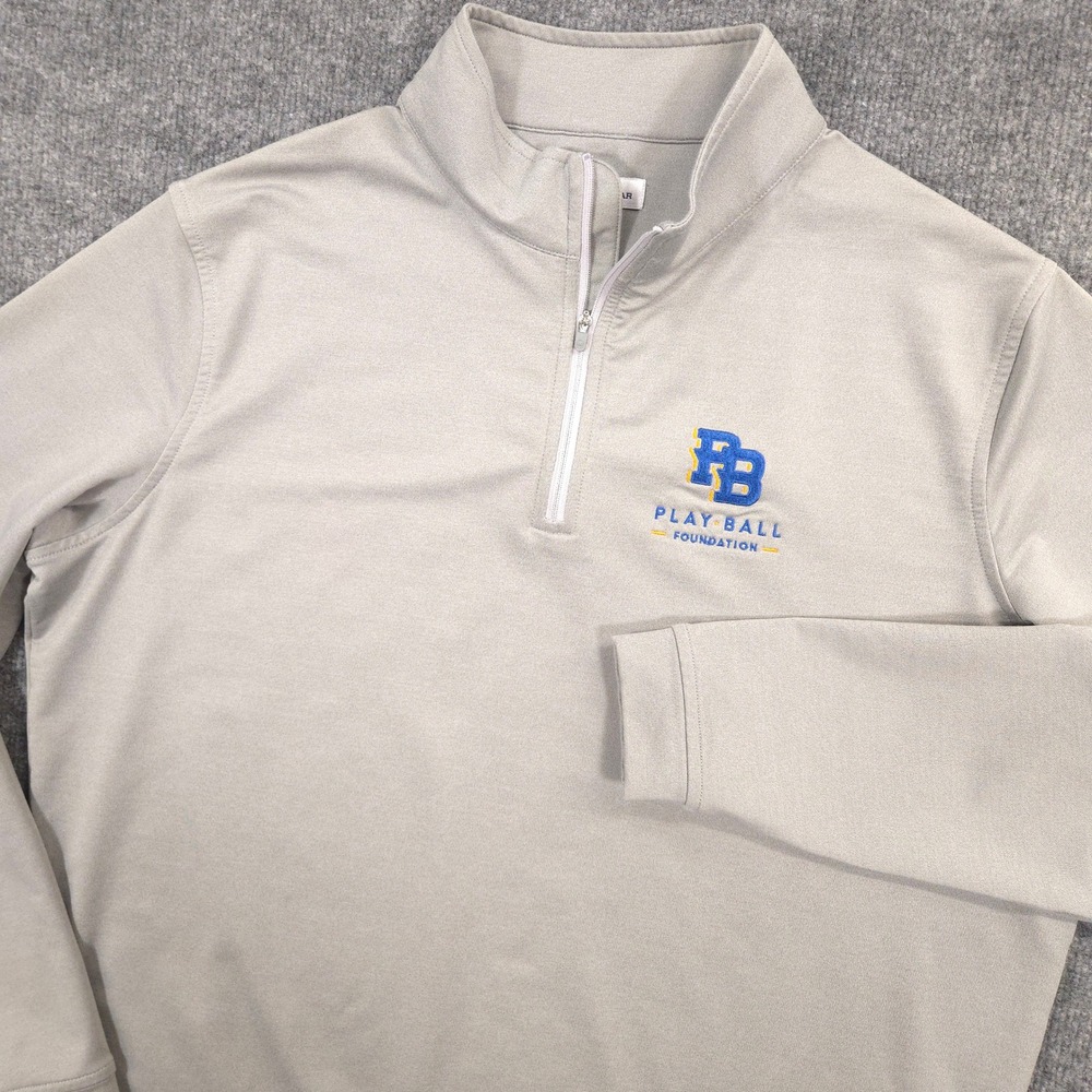 Peter Millar Crown Perth Performance 1/4 Zip Mens L Gray Play Ball Foundation